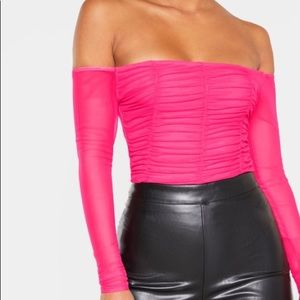 PrettyLittleThing NWT hot pink body suit size 4